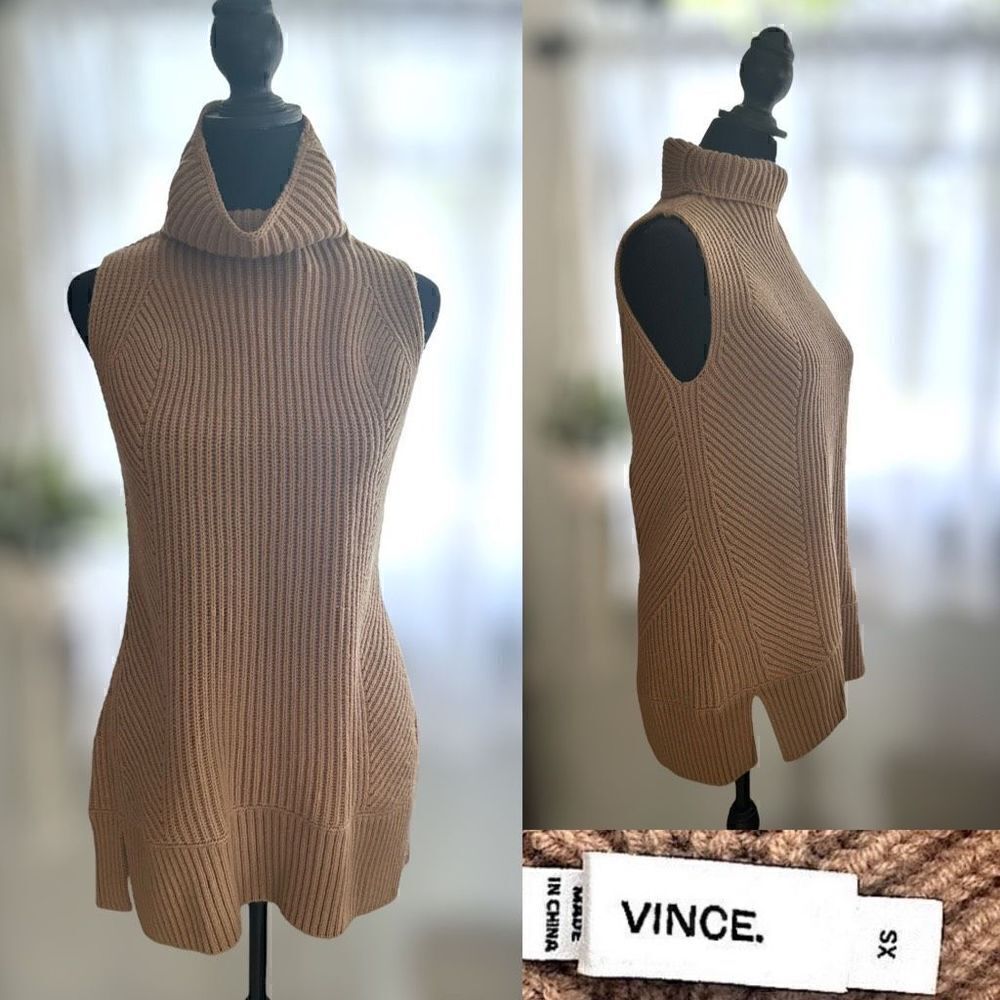 Vince Wool Cashmere Ribbed Sleeveless Sweater Size XS